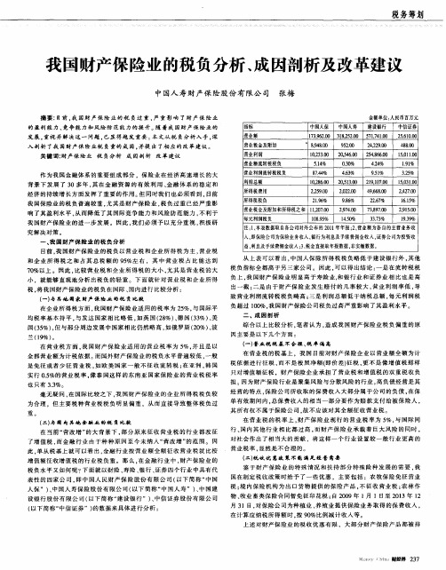 我国财产保险业的税负分析、成因剖析及改革建议