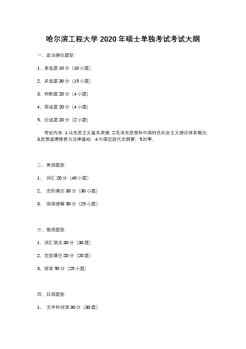 哈尔滨工程大学2020年硕士单独考试考试大纲