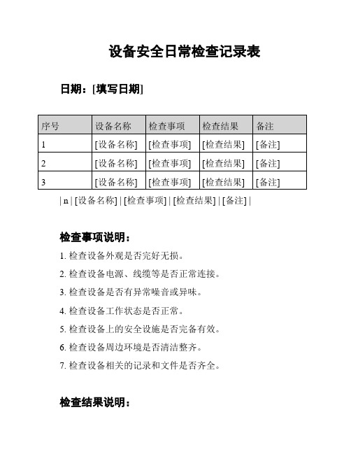 设备安全日常检查记录表