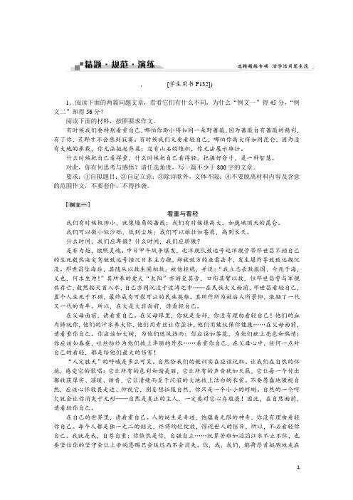 高考语文(全国版)二轮复习方略练习：第7章 写作 专题二精题规范演练