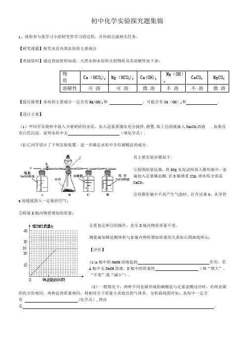 初中化学实验探究题集锦