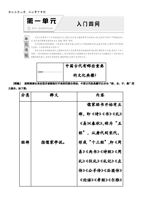 2017-2018学年高中语文选修中国文化经典研读教学案：第一单元 入门四问含答案