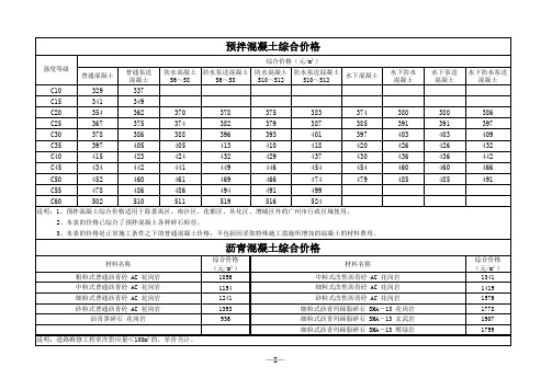 2014年4季度广州综合材料价格表格版