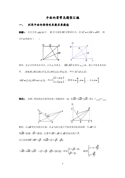 平面向量常见题型汇编(含答案)