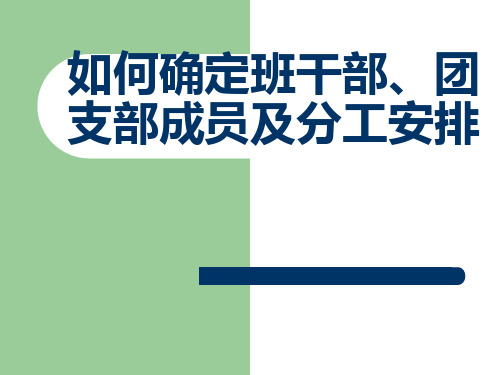 如何确定班干部团支部成员及分工安排