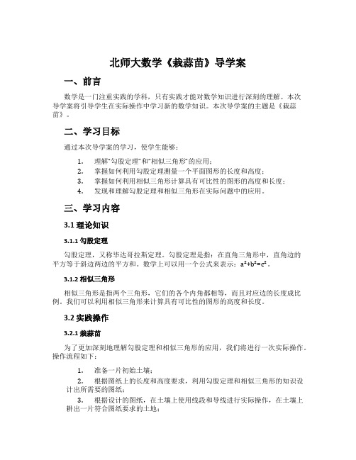 北师大数学《栽蒜苗》导学案