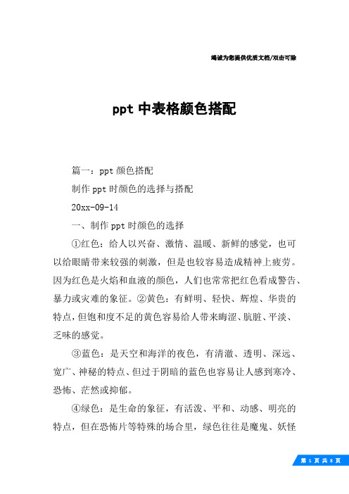 ppt中表格颜色搭配