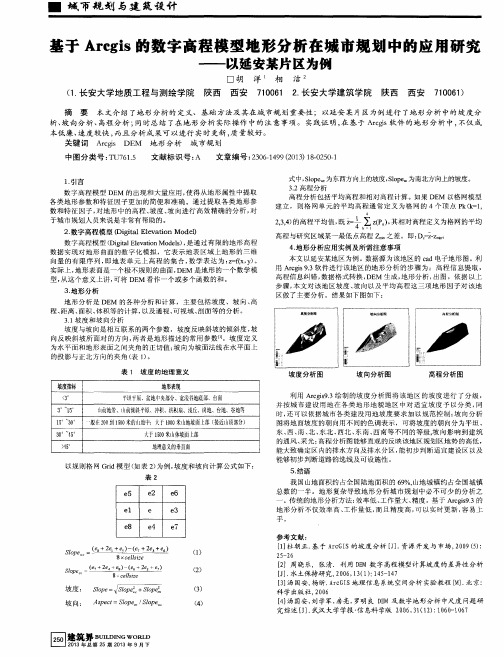 基于Arcgis的数字高程模型地形分析在城市规划中的应用研究——以延安某片区为倒