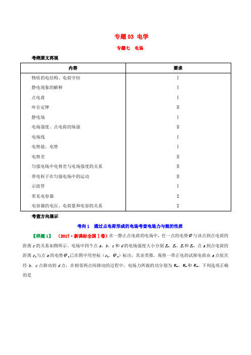 2019年高考物理考试大纲解读专题03电学(含解析)