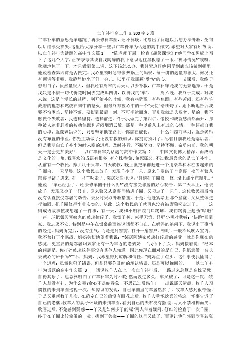 亡羊补牢高二作文800字5篇