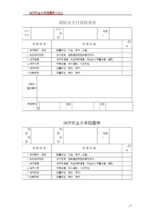 消防安全日常检查表96981