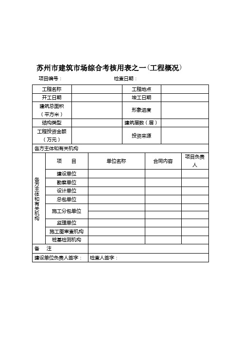 苏州市建筑市场综合考核用表施工单位