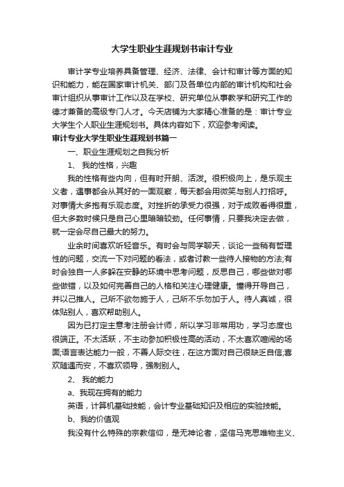 大学生职业生涯规划书审计专业