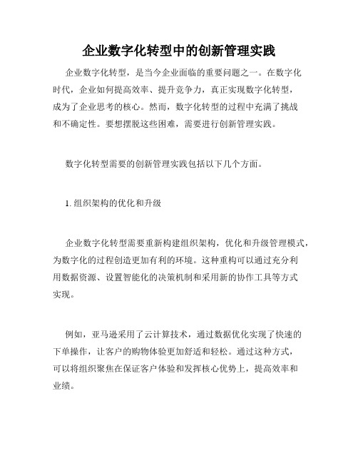 企业数字化转型中的创新管理实践