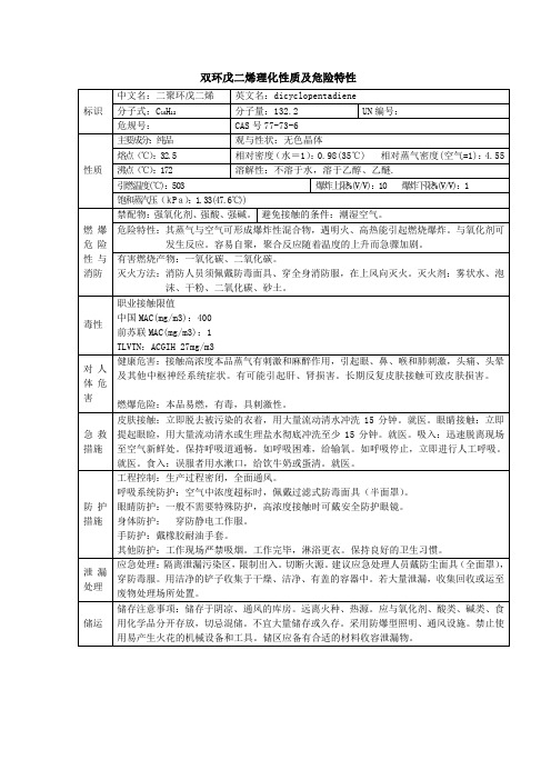 双环戊二烯理化性质及危险特性