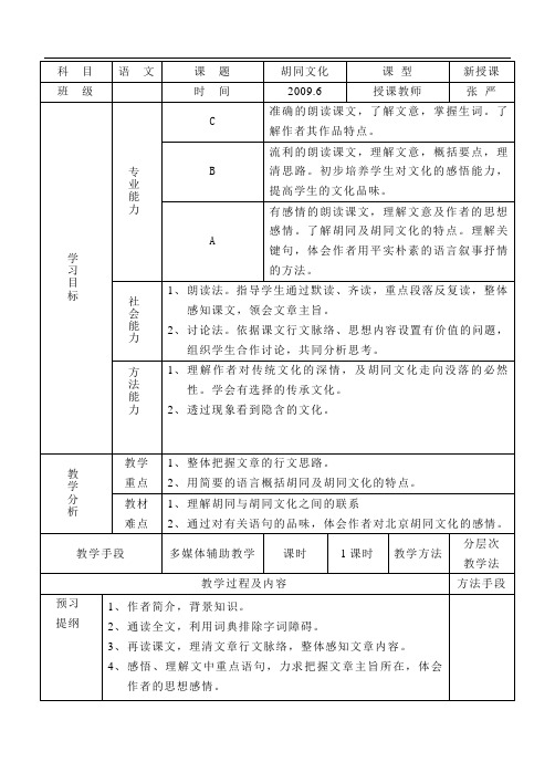 胡同文化分层次教案