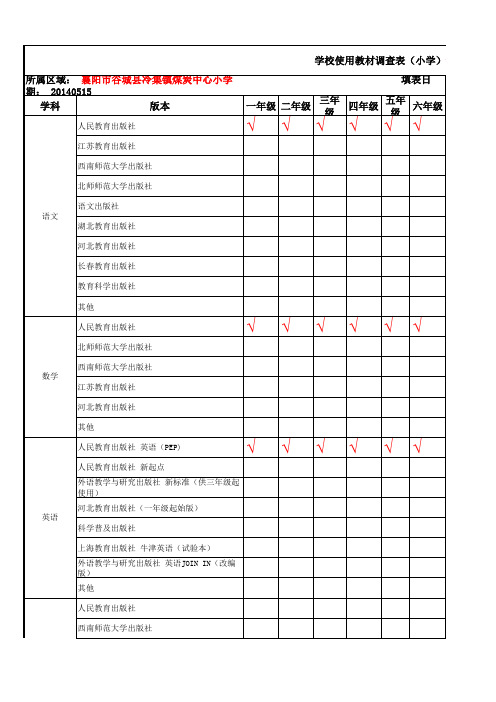 教育资源教材版本调查表