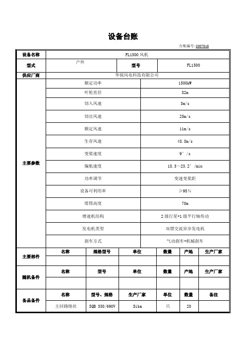 FL1500风机设备台账