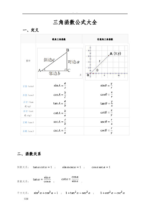 三角函数公式大全及记忆口诀