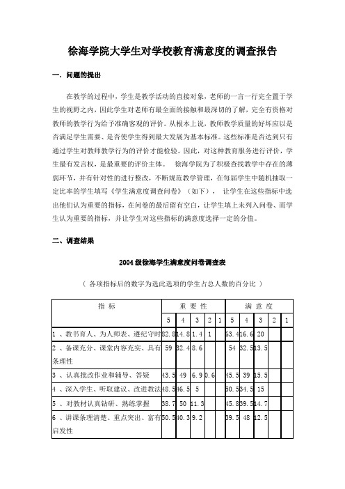 对学校教育满意度的调查