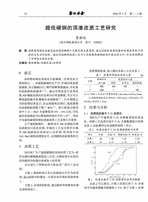 超低碳钢的顶渣改质工艺研究