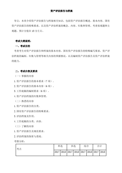 资产评估基础-资产评估报告与档案知识点