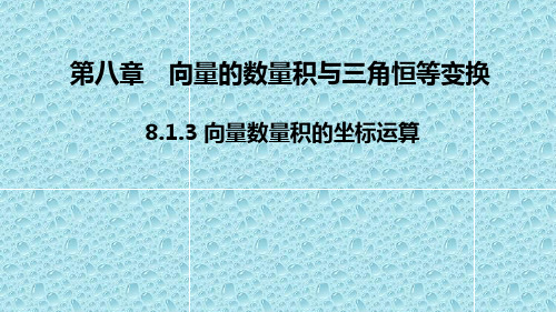 新教材人教B版高中数学必修3精品课件：第八章 8.1.3 向量数量积的坐标运算