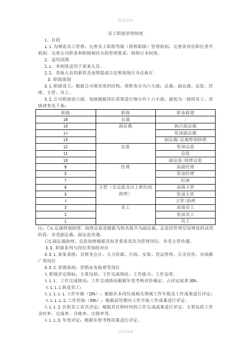 员工职级管理制度