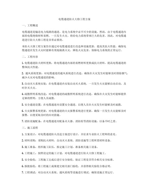 电缆通道防火大修工程方案