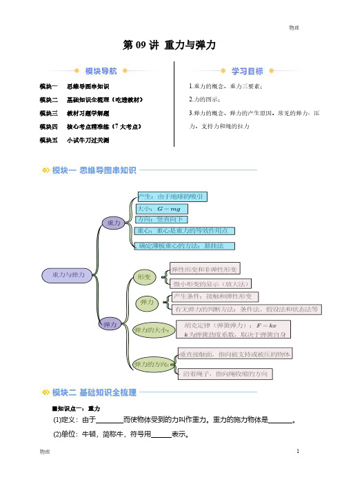 2024年新高一物理初升高衔接《重力与弹力》含答案解析