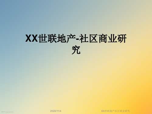 XX世联地产社区商业研究