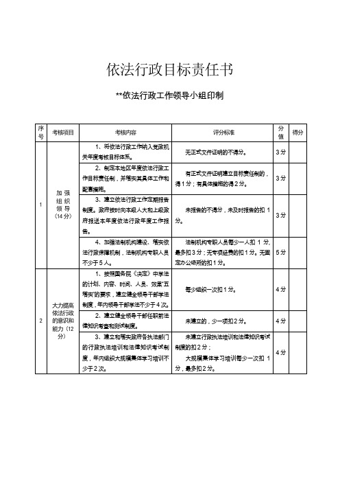 依法行政目标责任书