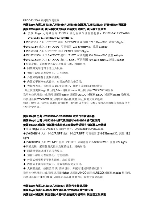 REGO LV5503系列燃气调压阀