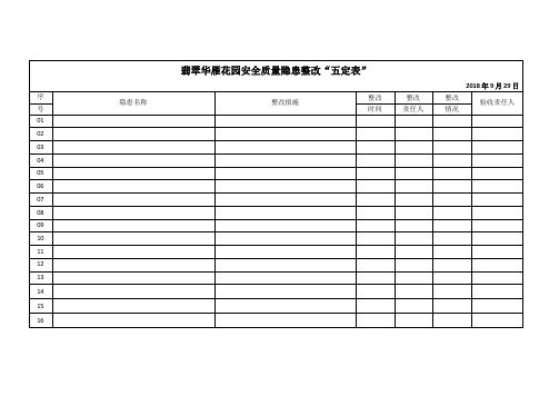 安全检查五定表