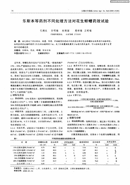 乐斯本等药剂不同处理方法对花生蛴螬药效试验