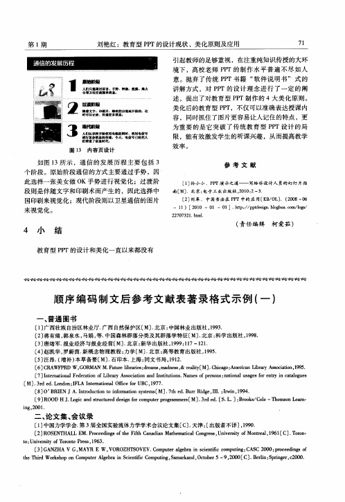 顺序编码制文后参考文献表著录格式示例(一)