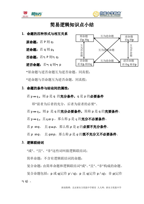 高一数学简易逻辑知识点小结