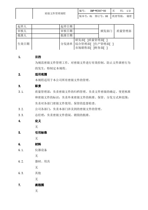 密级文件管理规程