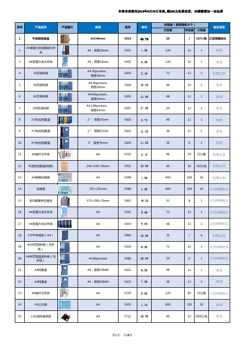 得力办公产品信息表全0330