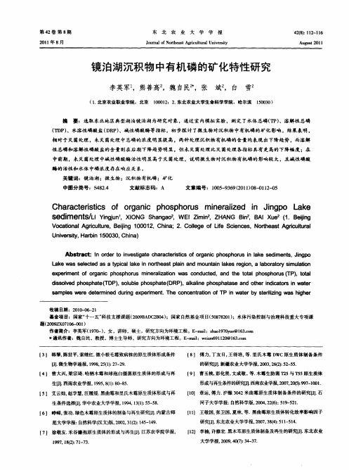 镜泊湖沉积物中有机磷的矿化特性研究