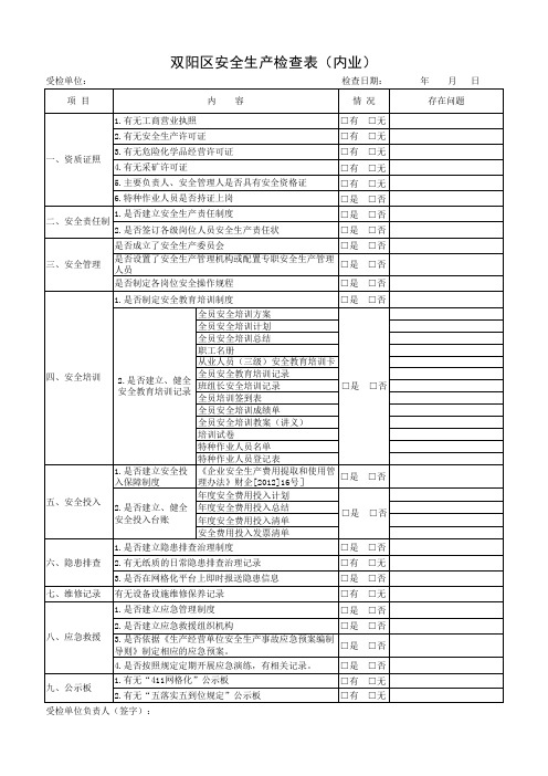 五落实五到位检查表1