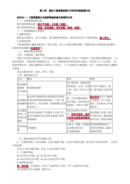 建设工程质量的统计分析和试验检测方法