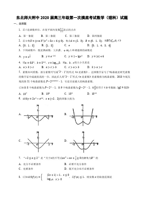 吉林省东北师大附中2020届高三上学期第一次摸底考试数学(理)试题 PDF版含答案