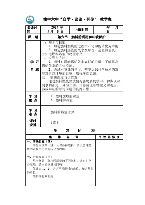 10.6燃料的利用和环境保护学案