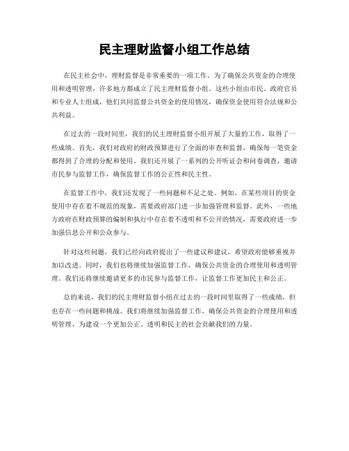 民主理财监督小组工作总结