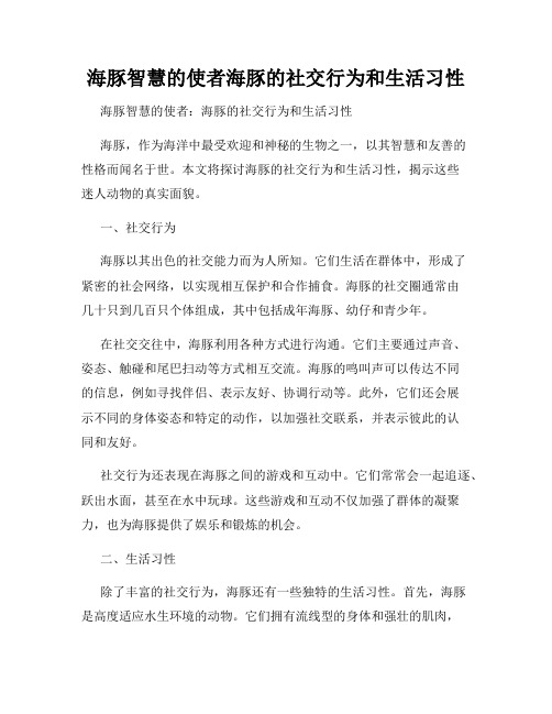 海豚智慧的使者海豚的社交行为和生活习性