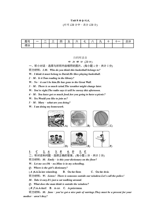 人教版九年级英语全册练习:Unit 8综合测试
