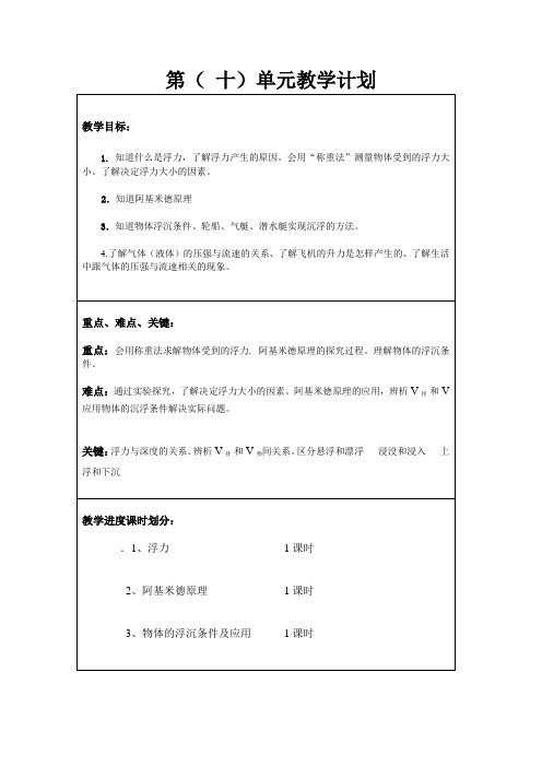 第10单元单元教学计划