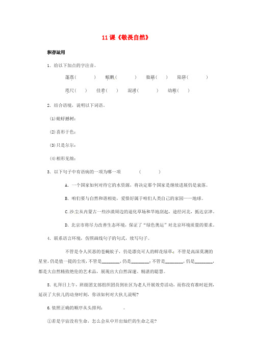 八年级语文下册11敬畏自然同步练习新人教