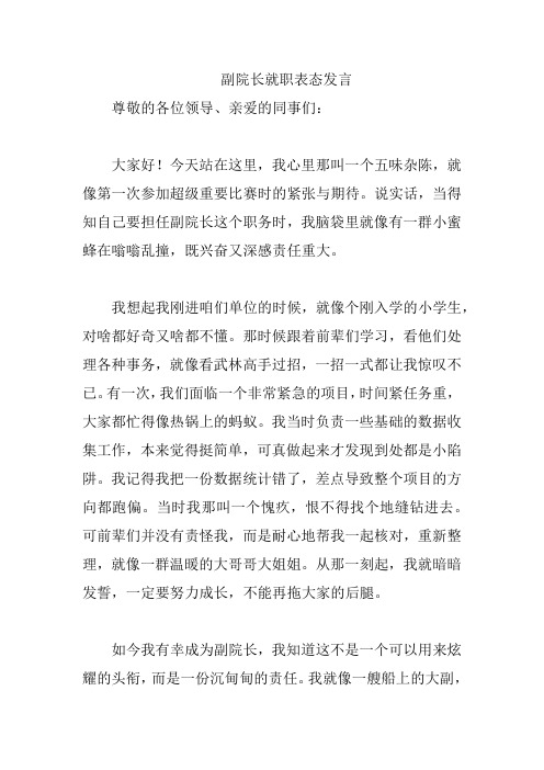 副院长就职表态发言